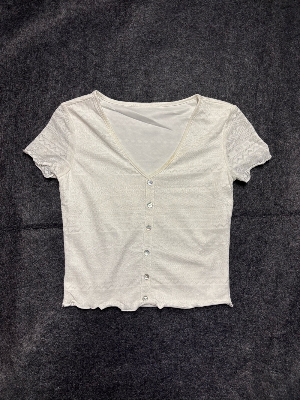 Women’s Cream Button-Front Short Sleeve Top